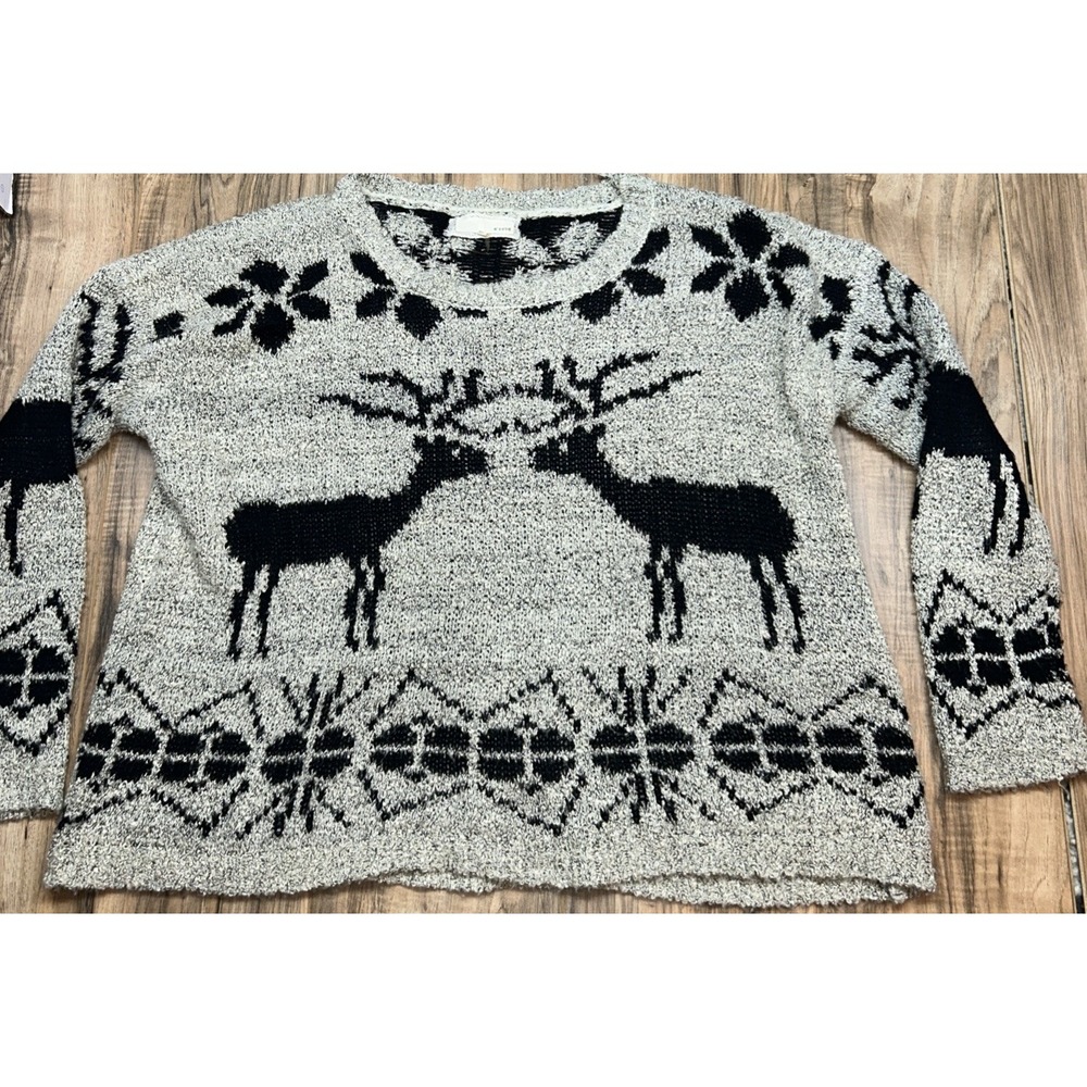 Anthropology A'reve Oversized Reindeer And‎ Geometric Pattern Long Sleeve, M/L